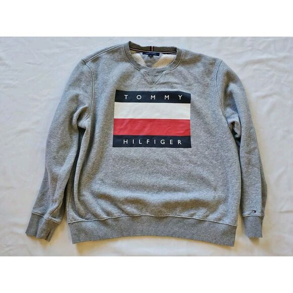 TOMMY HILFIGER Men Knit Sweater Jumper Size XL Gray Sweatshirt‎ - Picture 2 of 8